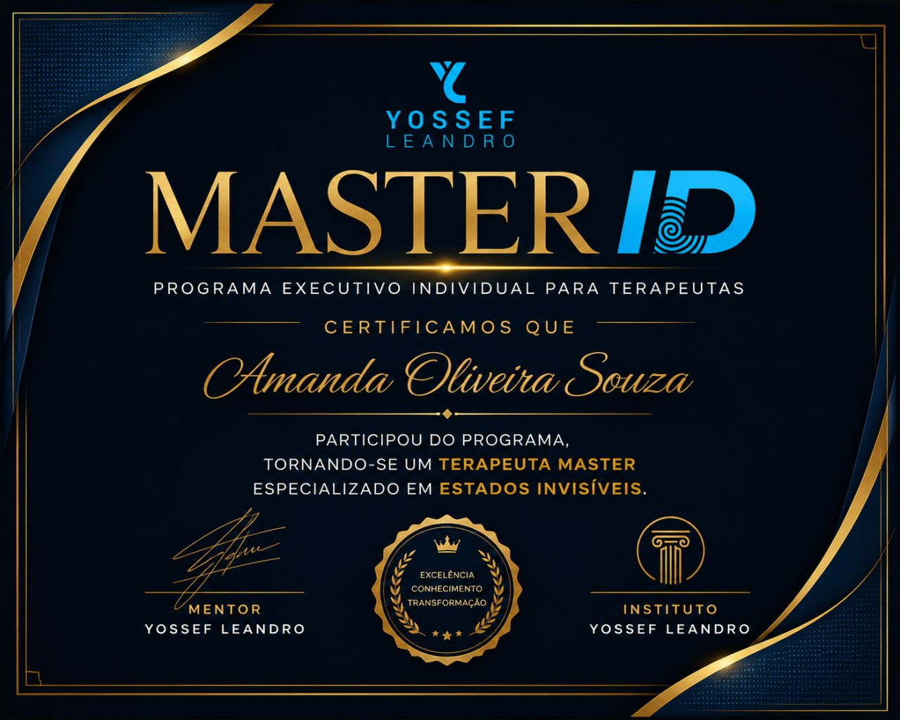 Certificado oficial Master ID, Programa Executivo Individual para Terapeutas
